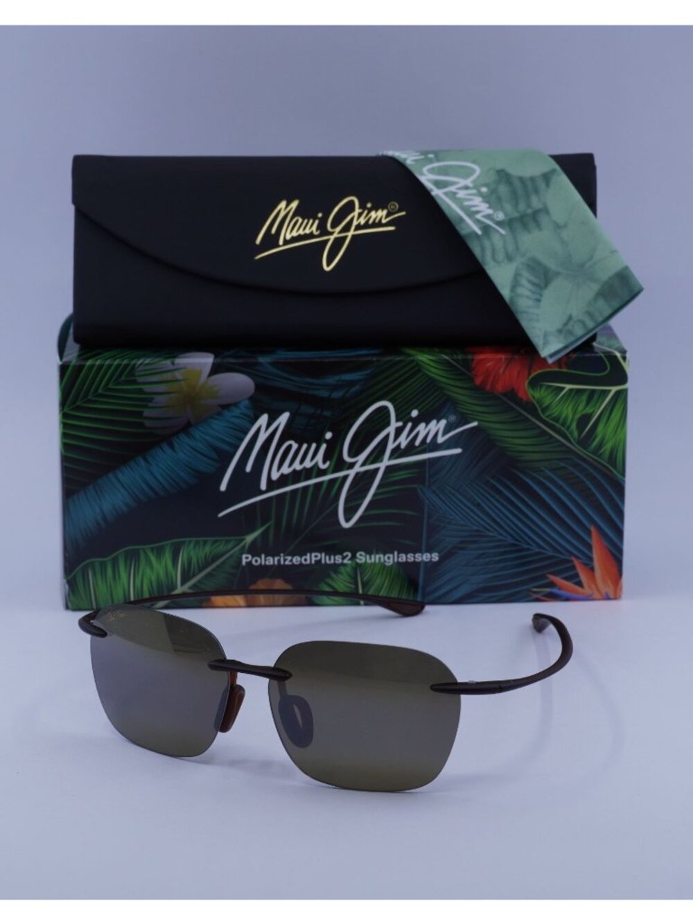 Maui Jim H446 26M Square Rimless Sunglasses – Rootbeer / Bronze